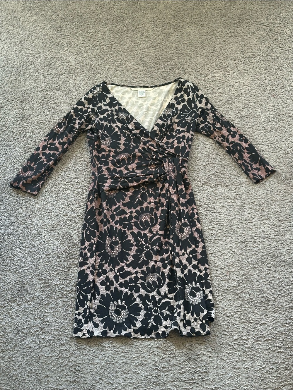 Diane von Furstenberg Women's Black Ombré Faux Wrap Dress